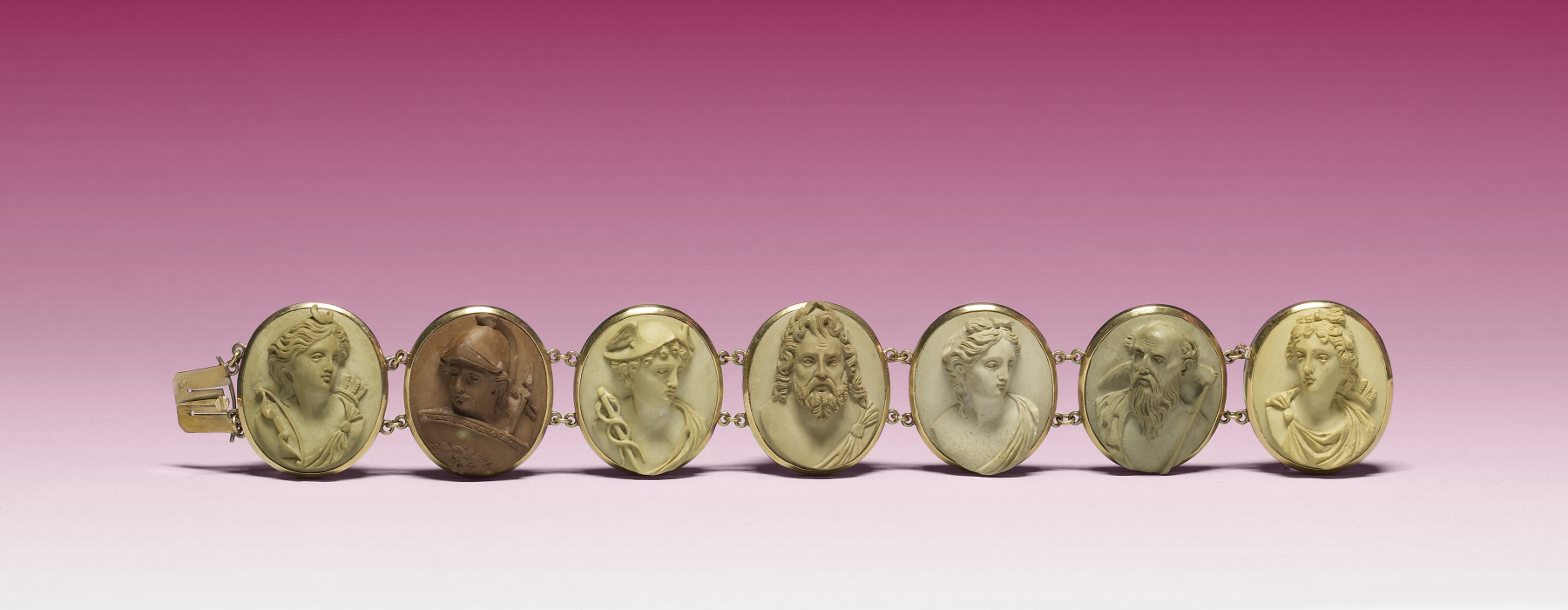 brazalete de los dioses romanos, diana, marte, mercurio, jupiter, venus, saturno y apolo